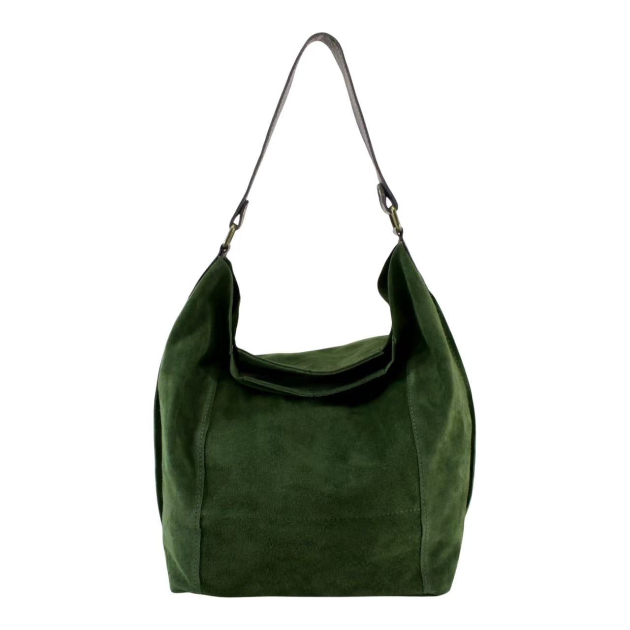 Real Sude Leather Shoulder Handbag