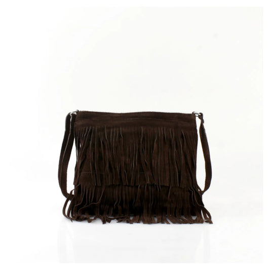Real Suede Small Soft Leather Tassel Fringed Crossbody Bag