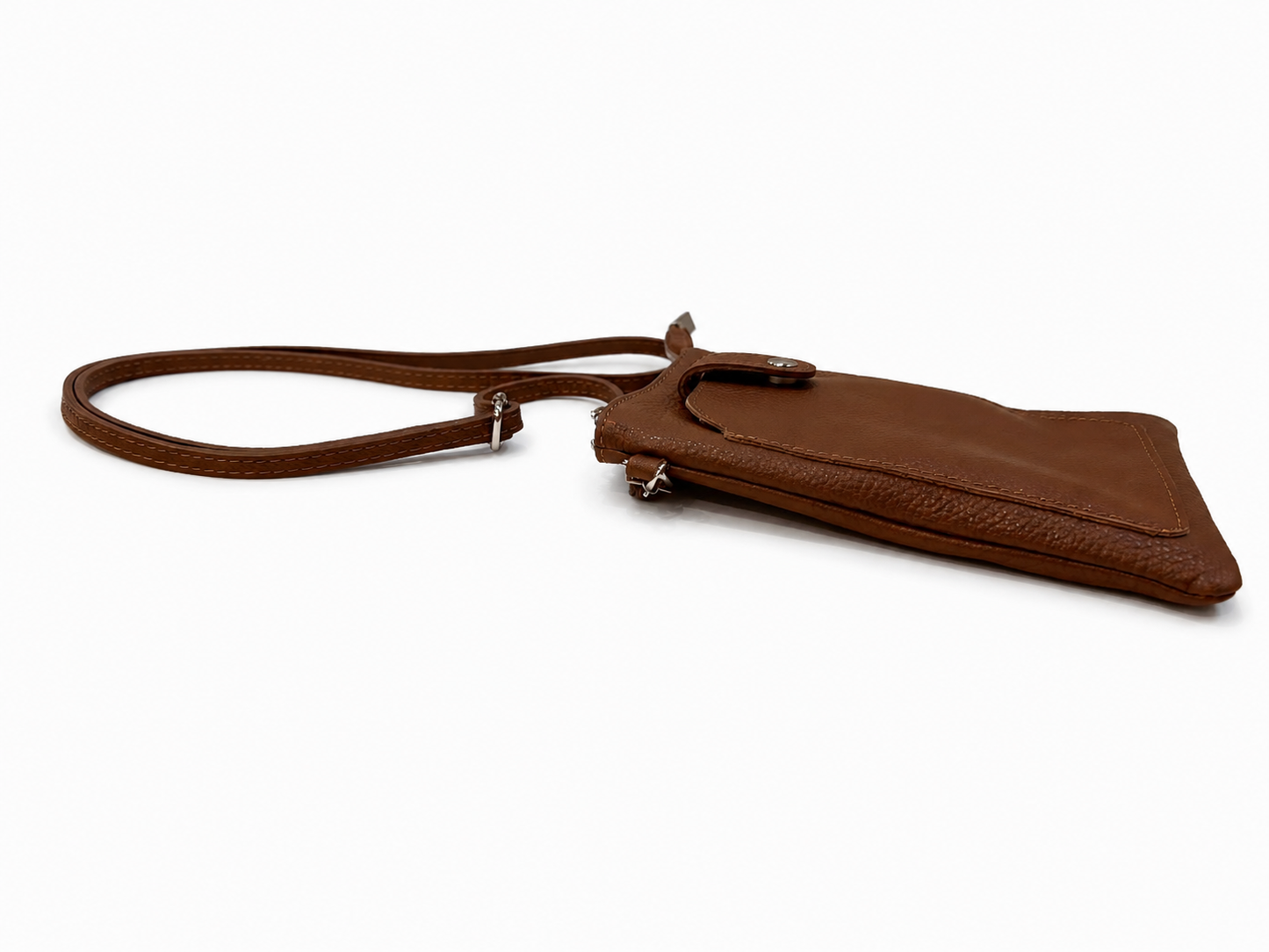 Genuine Leather Crossbody Phone Bag – Chestnut Brown