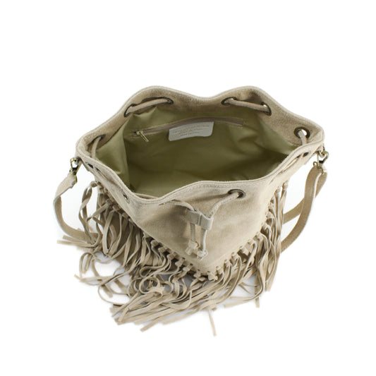 Real Suede Leather Bucket Bag