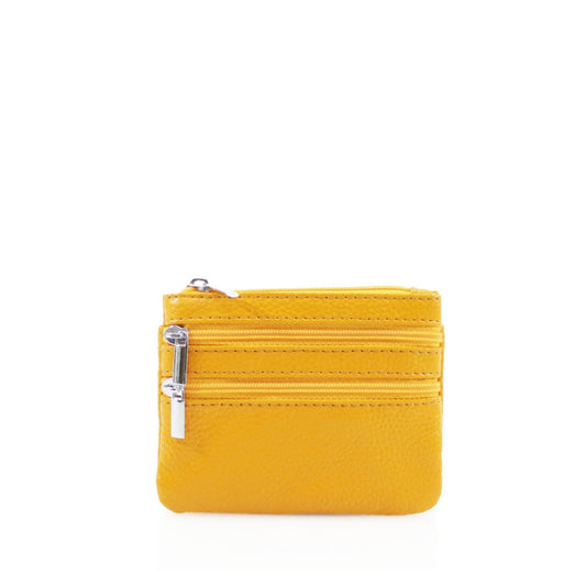 Real Leather Double Zipper Coin Purse