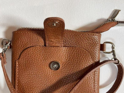 Genuine Leather Crossbody Phone Bag – Chestnut Brown