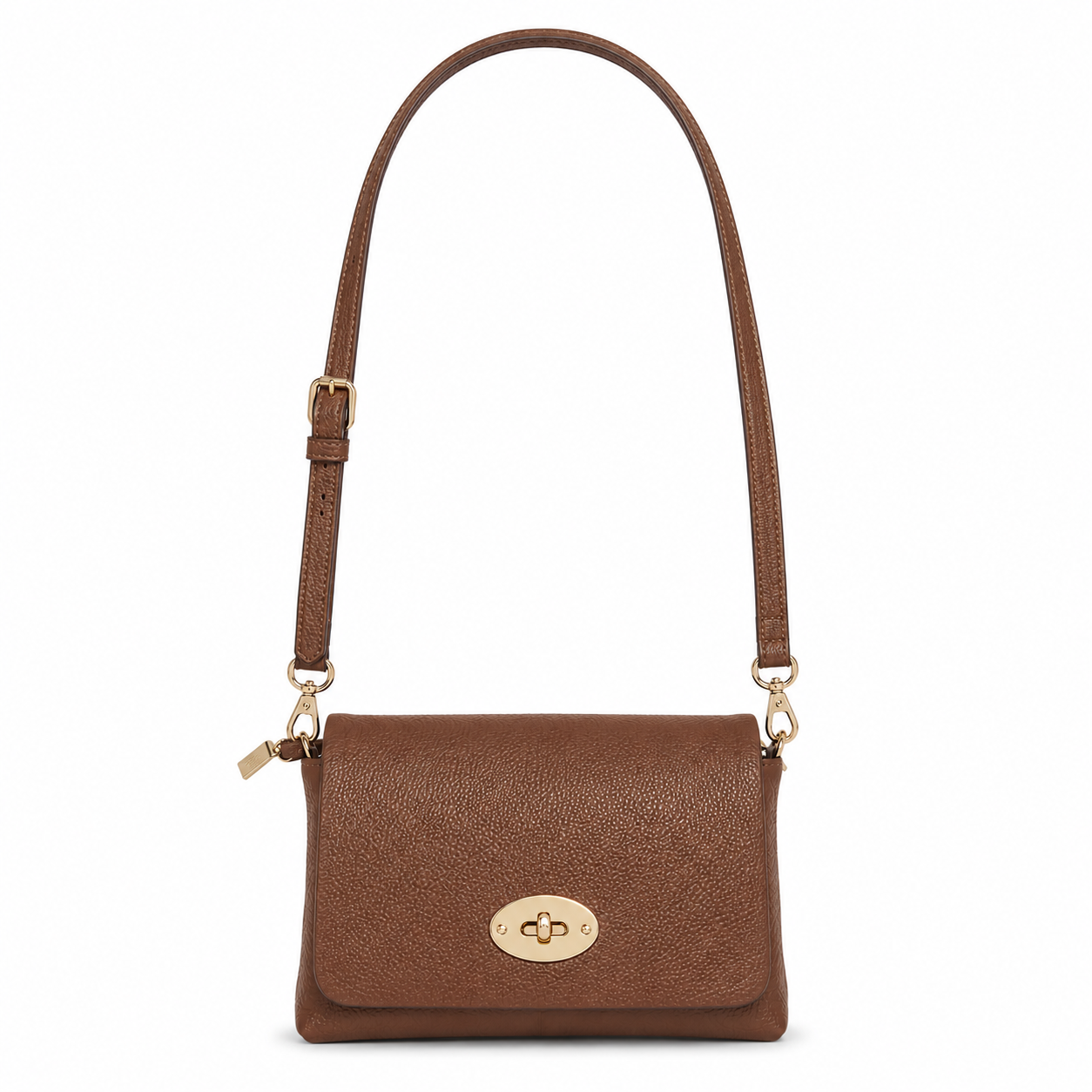 Genuine Leather Crossbody Bag - Brown