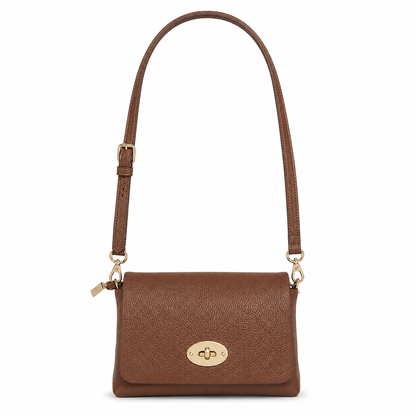 Genuine Leather Crossbody Bag - Brown