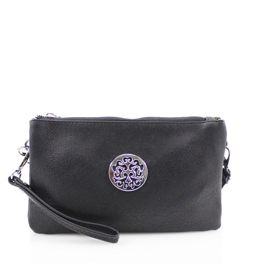 Wristlet Crossbody Purse with Silver Metalware