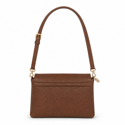 Genuine Leather Crossbody Bag - Brown