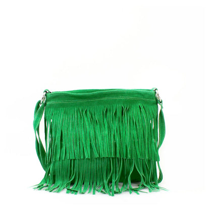 Real Suede Soft Leather Tassel Crossbody Bag