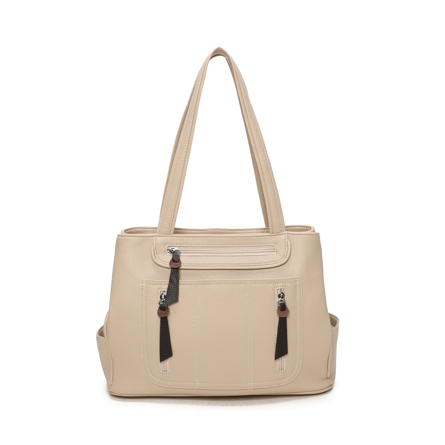 Triple Zipped Top Shoulder Bag