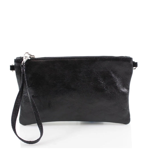 Metallic Leather Clutch Bag