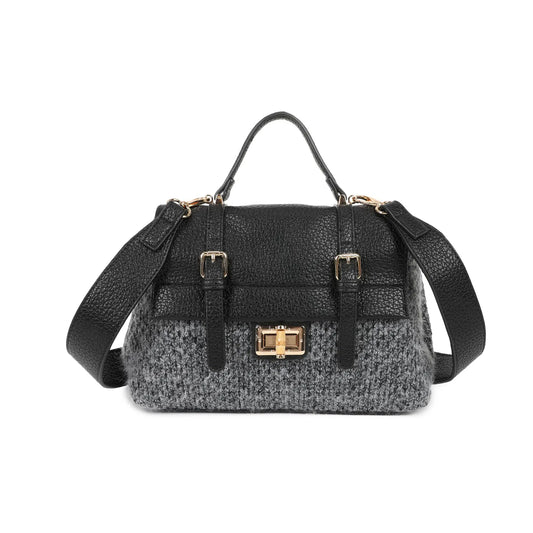 Classic Tweed Satchel Bag Grab Top Handle Handbag