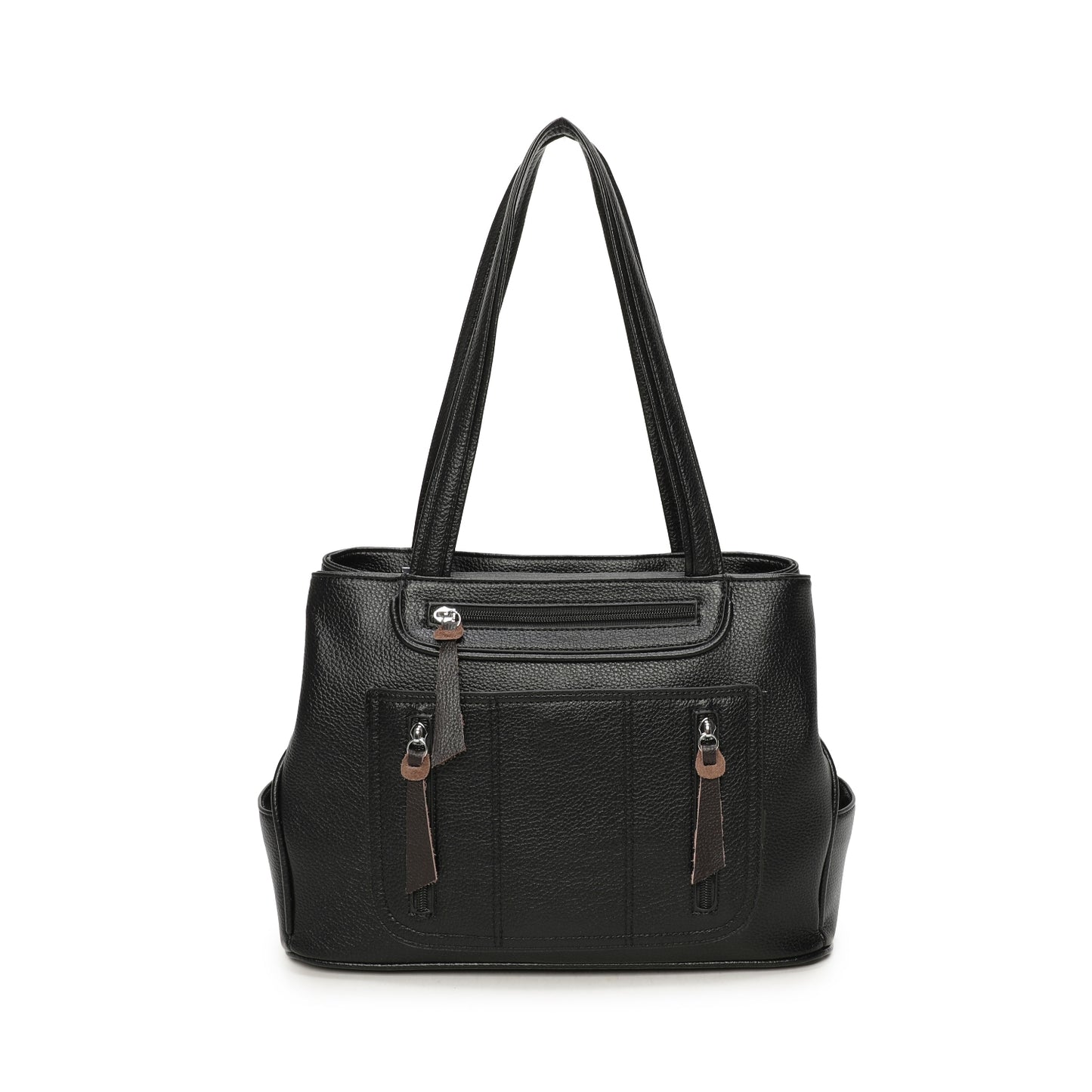 Triple Zipped Top Shoulder Bag