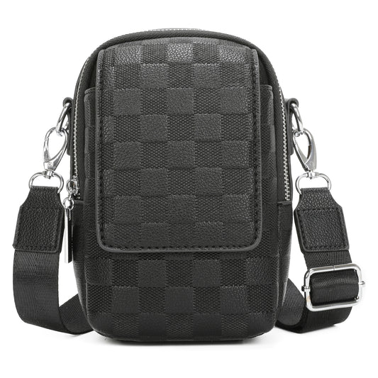 Front Pocket Checkered Crossbody Mobile Phone Bag