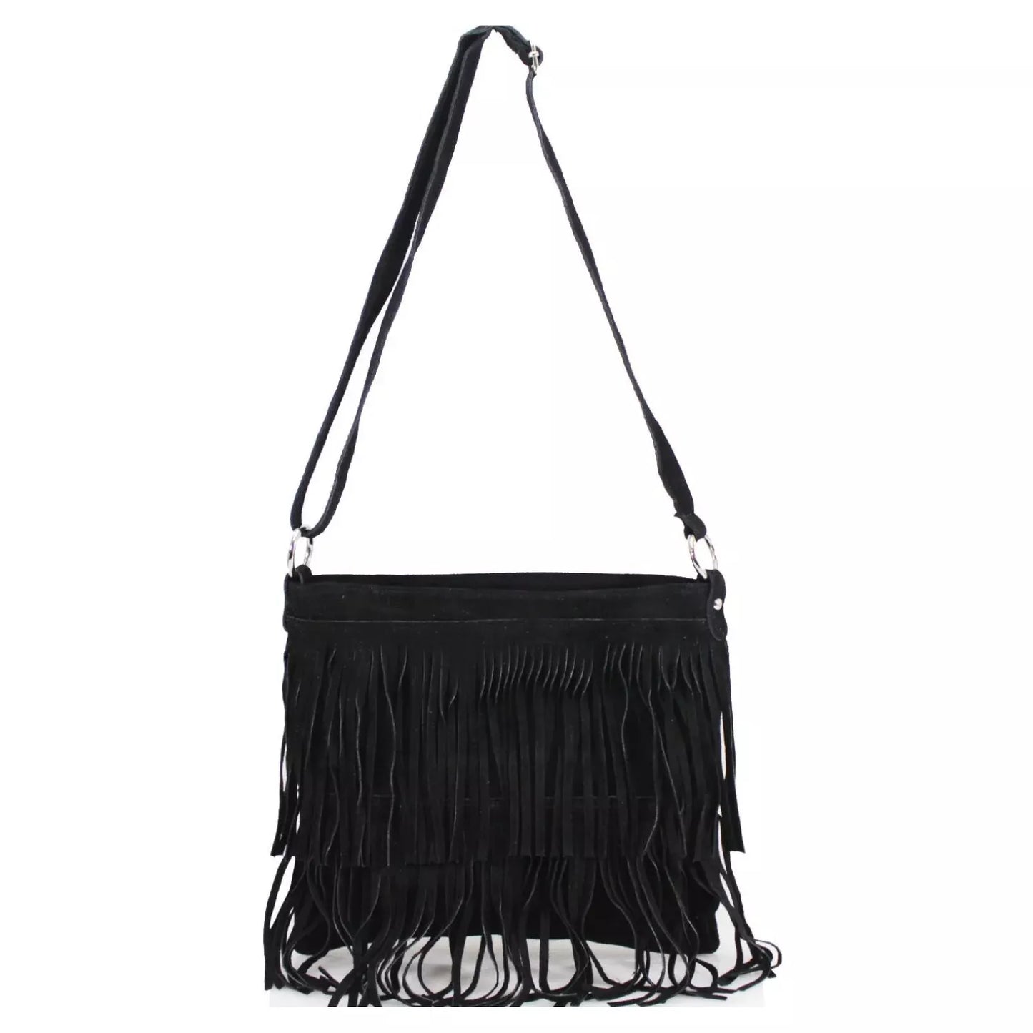 Real Suede Small Soft Leather Tassel Fringed Crossbody Bag