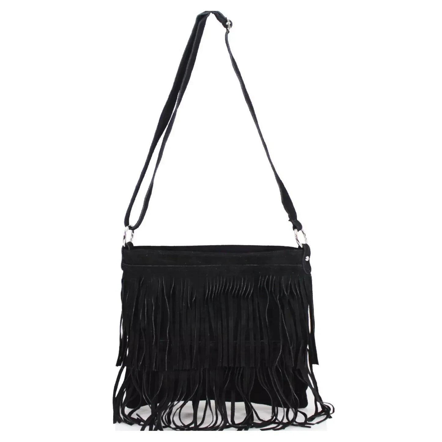 Real Suede Soft Leather Tassel Crossbody Bag