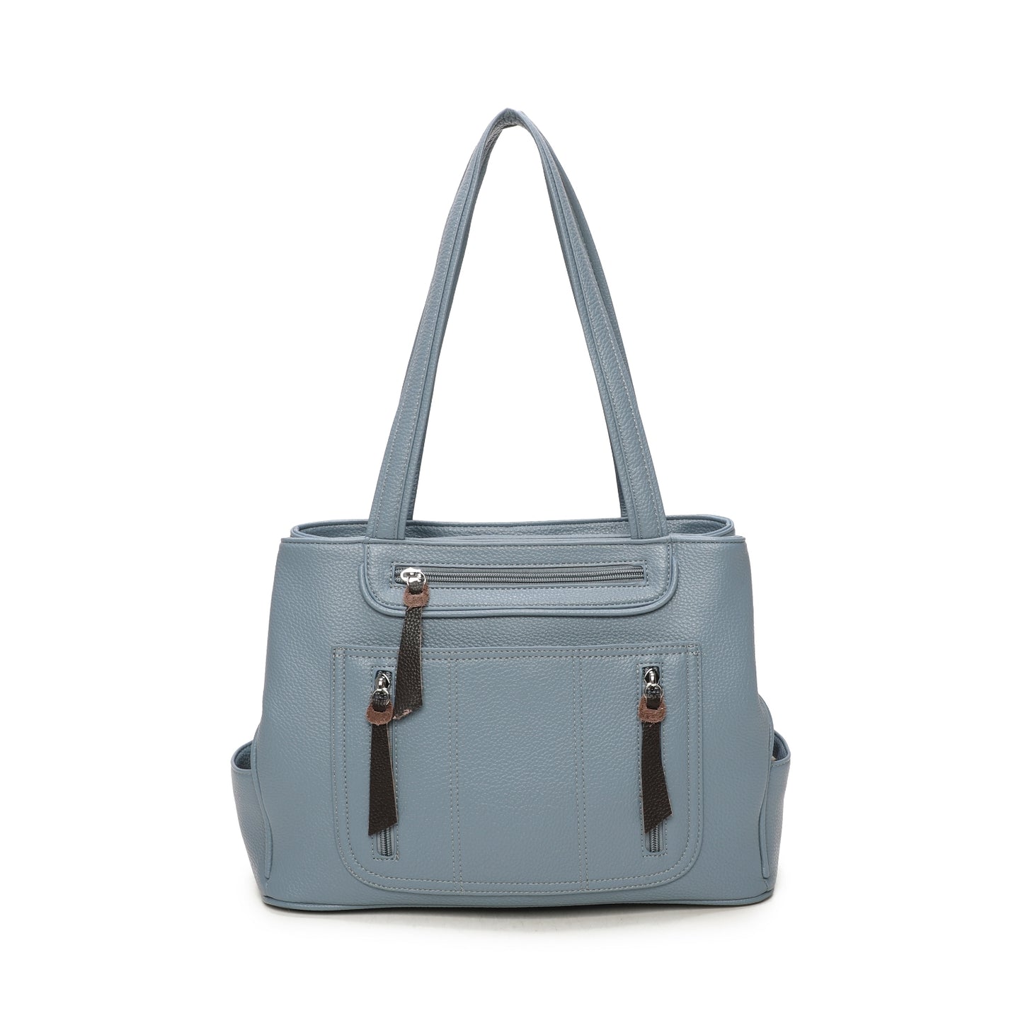 Triple Zipped Top Shoulder Bag