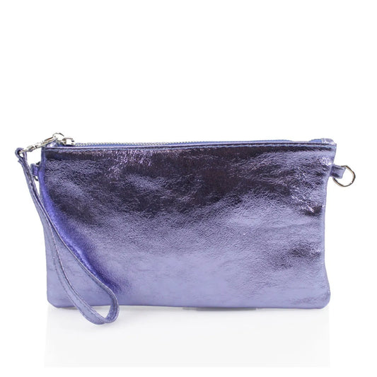 Metallic Leather Clutch Bag