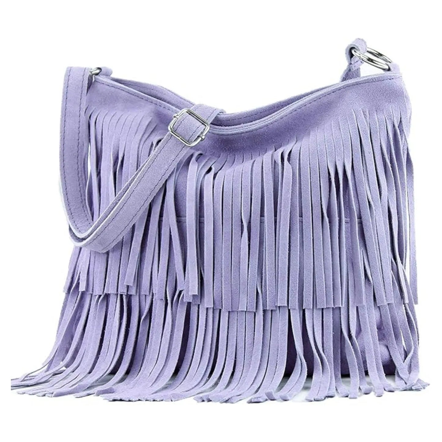 Real Suede Soft Leather Tassel Crossbody Bag