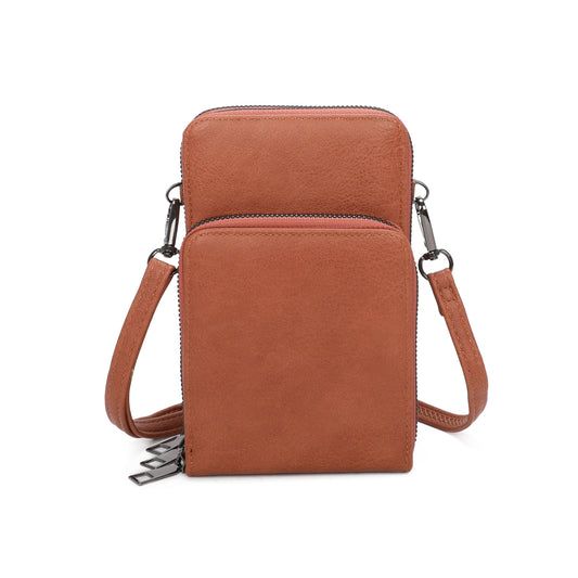 Three Zipped Compartments Cellphone Phone Case Bag Withe Long Strap 10 Colors