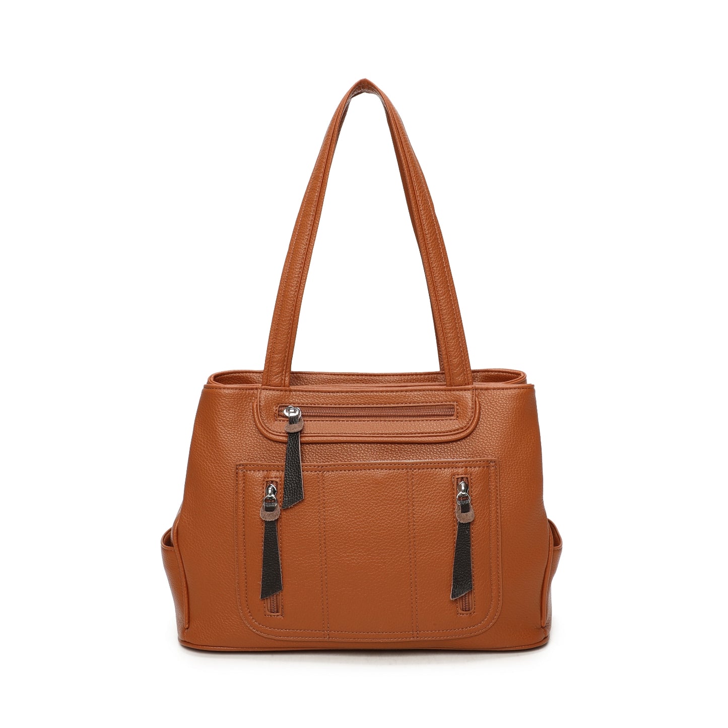 Triple Zipped Top Shoulder Bag