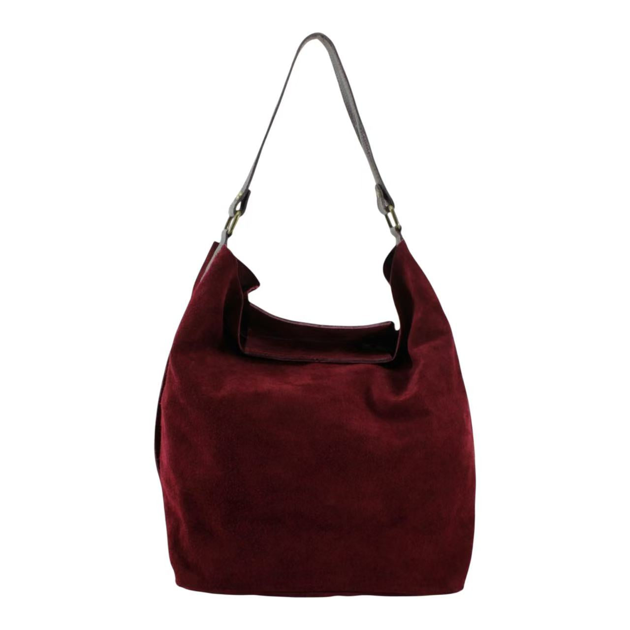 Real Sude Leather Shoulder Handbag