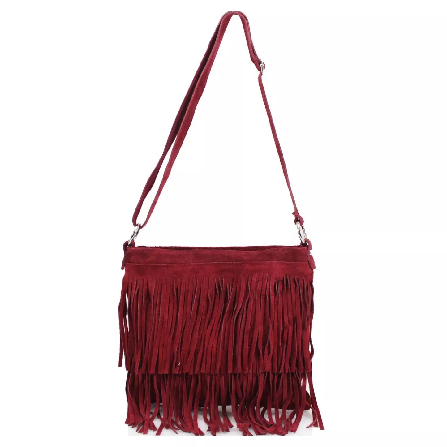 Real Suede Small Soft Leather Tassel Fringed Crossbody Bag
