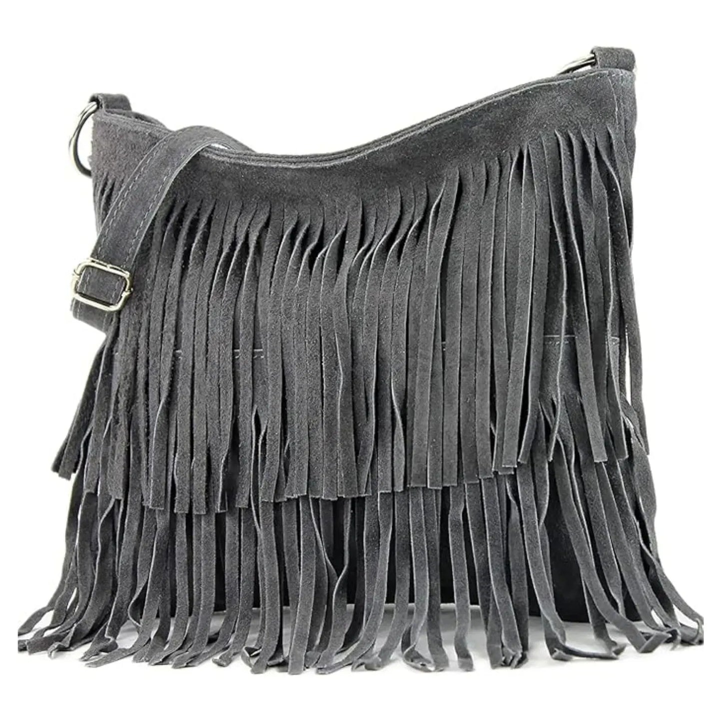 Real Suede Soft Leather Tassel Crossbody Bag