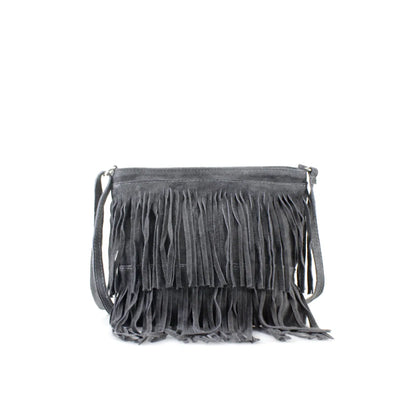 Real Suede Small Soft Leather Tassel Fringed Crossbody Bag