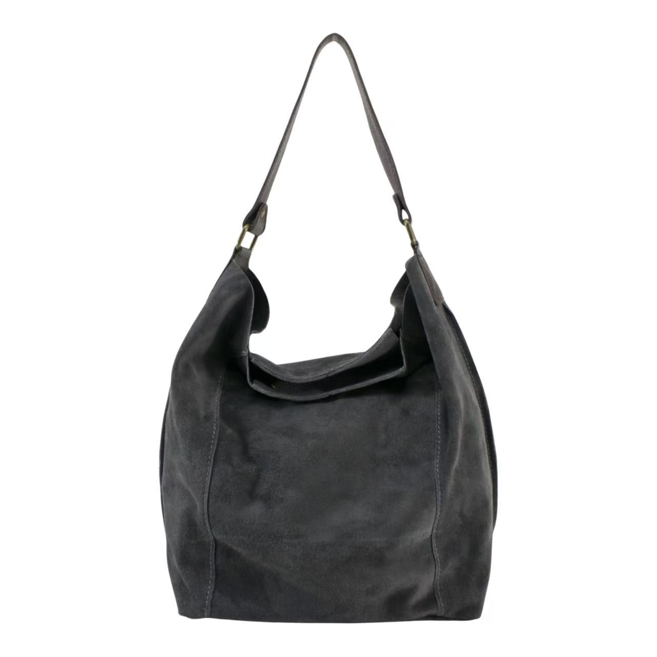 Real Sude Leather Shoulder Handbag