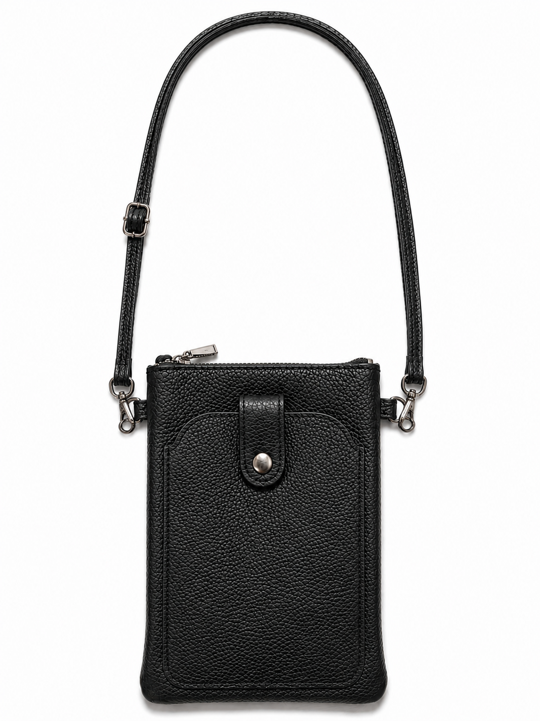 Genuine Leather Crossbody Phone Bag – Black
