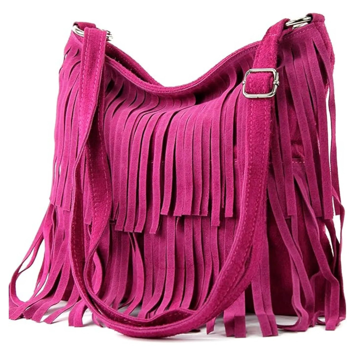Real Suede Soft Leather Tassel Crossbody Bag
