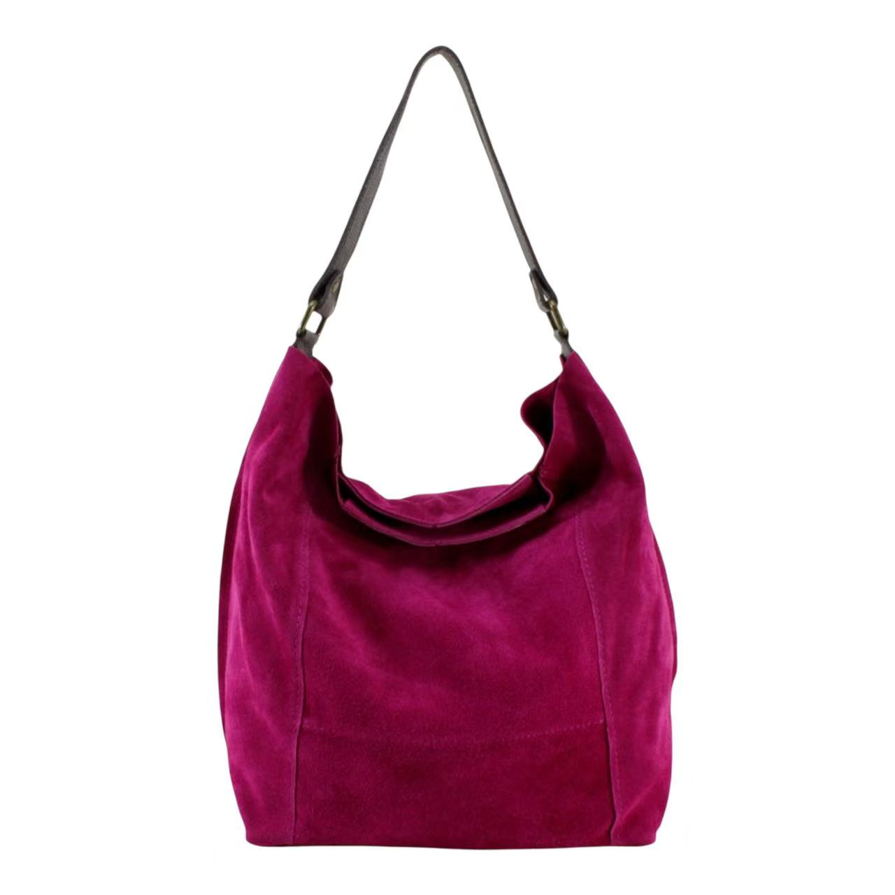 Real Sude Leather Shoulder Handbag