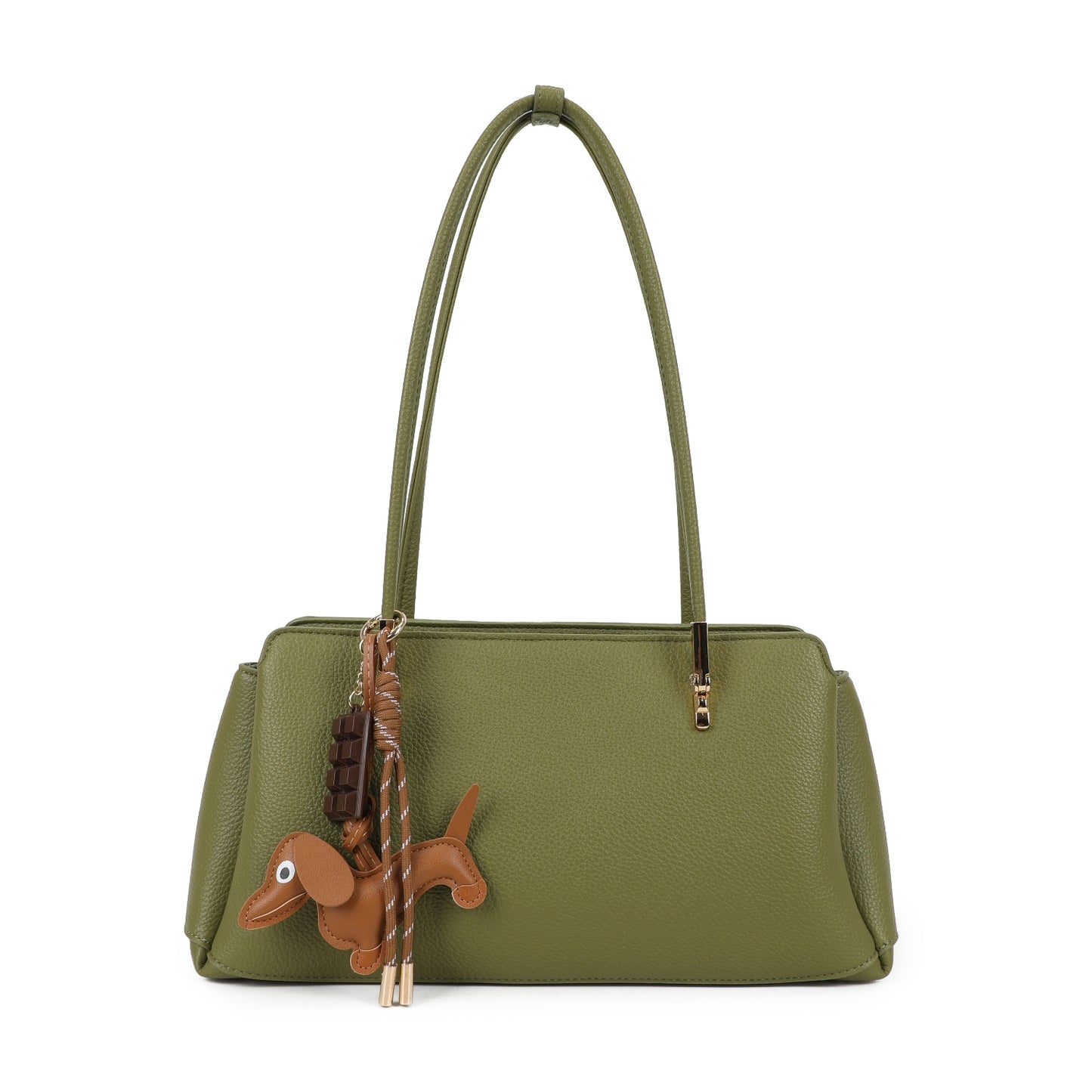 Medium Long Shoulder Handle Handbag with Bag Charm