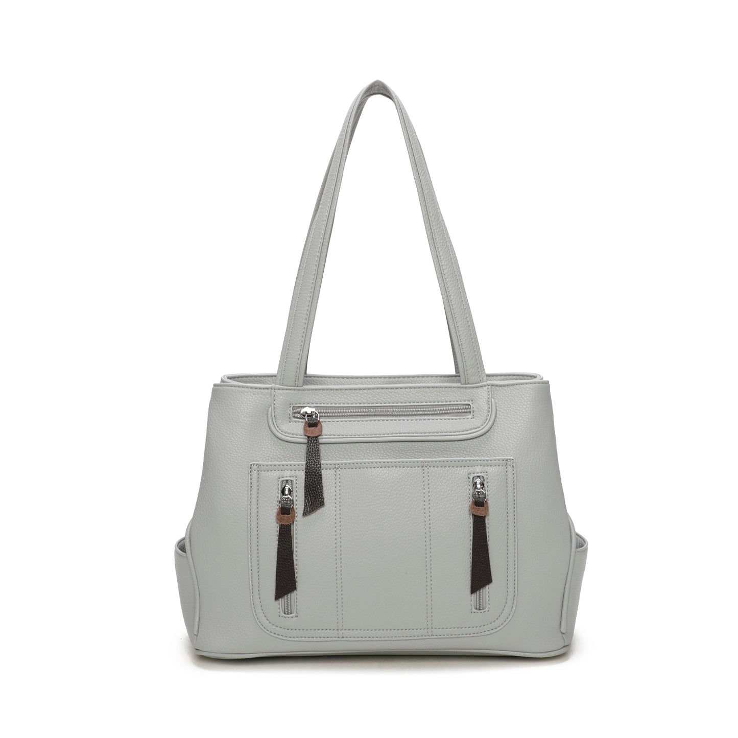 Triple Zipped Top Shoulder Bag