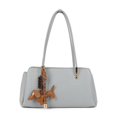 Medium Long Shoulder Handle Handbag with Bag Charm