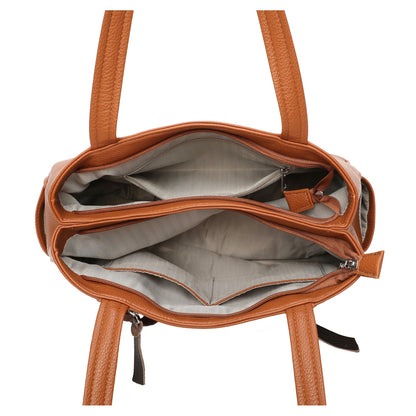 Triple Zipped Top Shoulder Bag