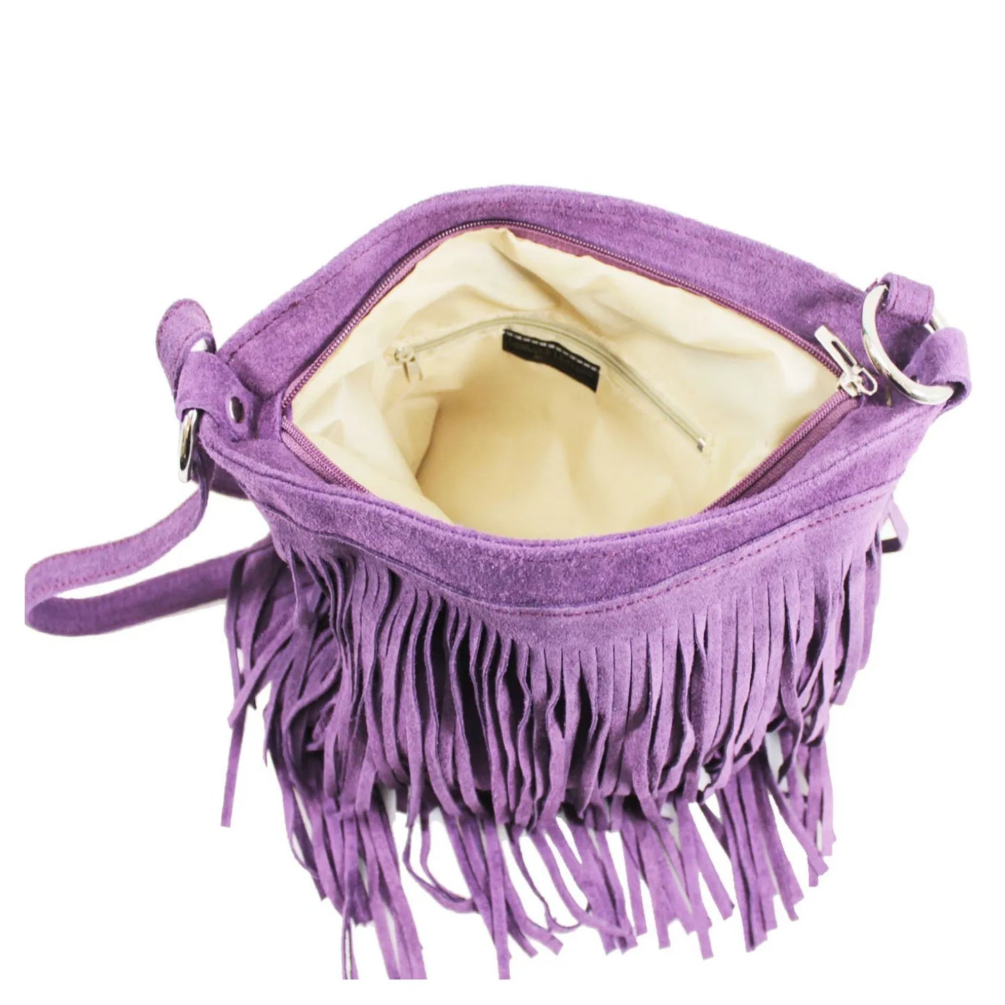 Real Suede Soft Leather Tassel Crossbody Bag