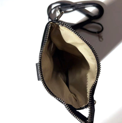 Genuine Leather Crossbody Phone Bag – Black