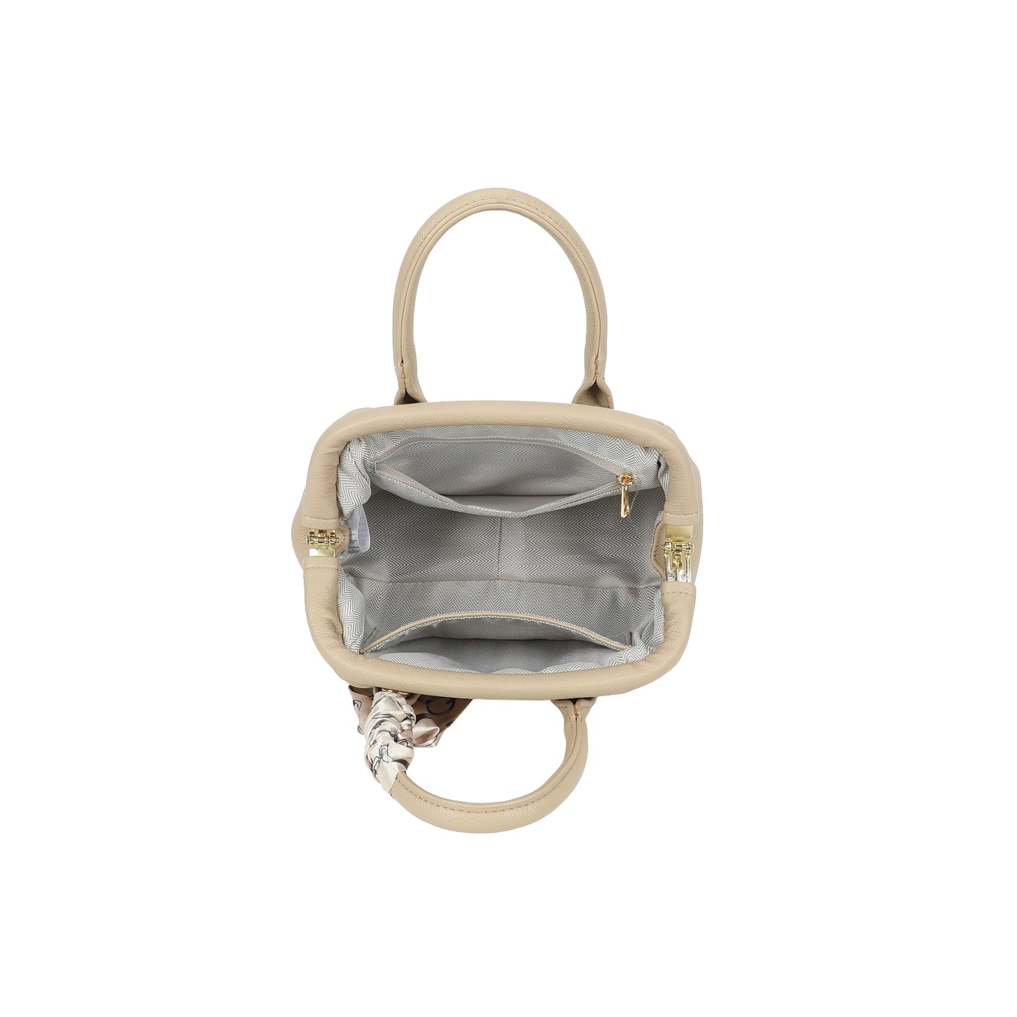 Snap Closure Top Handle Scarf Bag