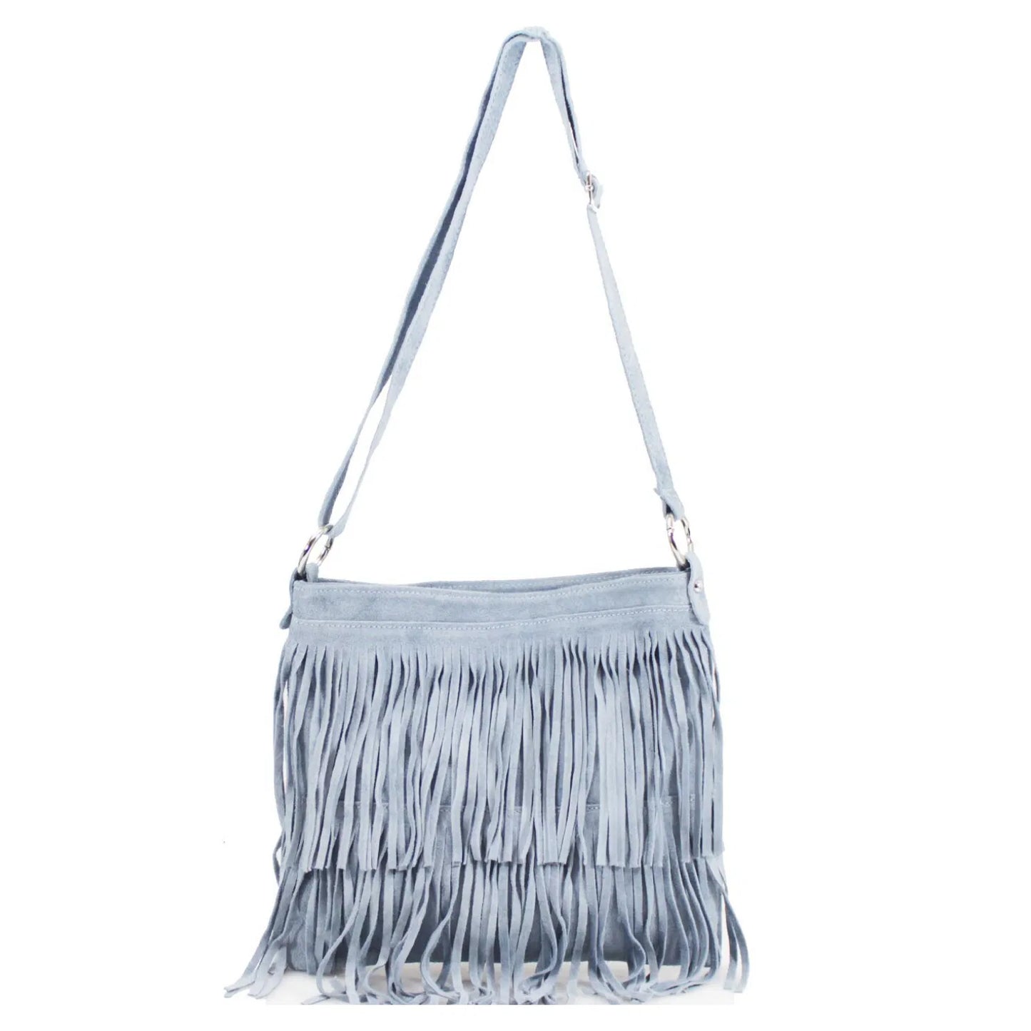 Real Suede Soft Leather Tassel Crossbody Bag