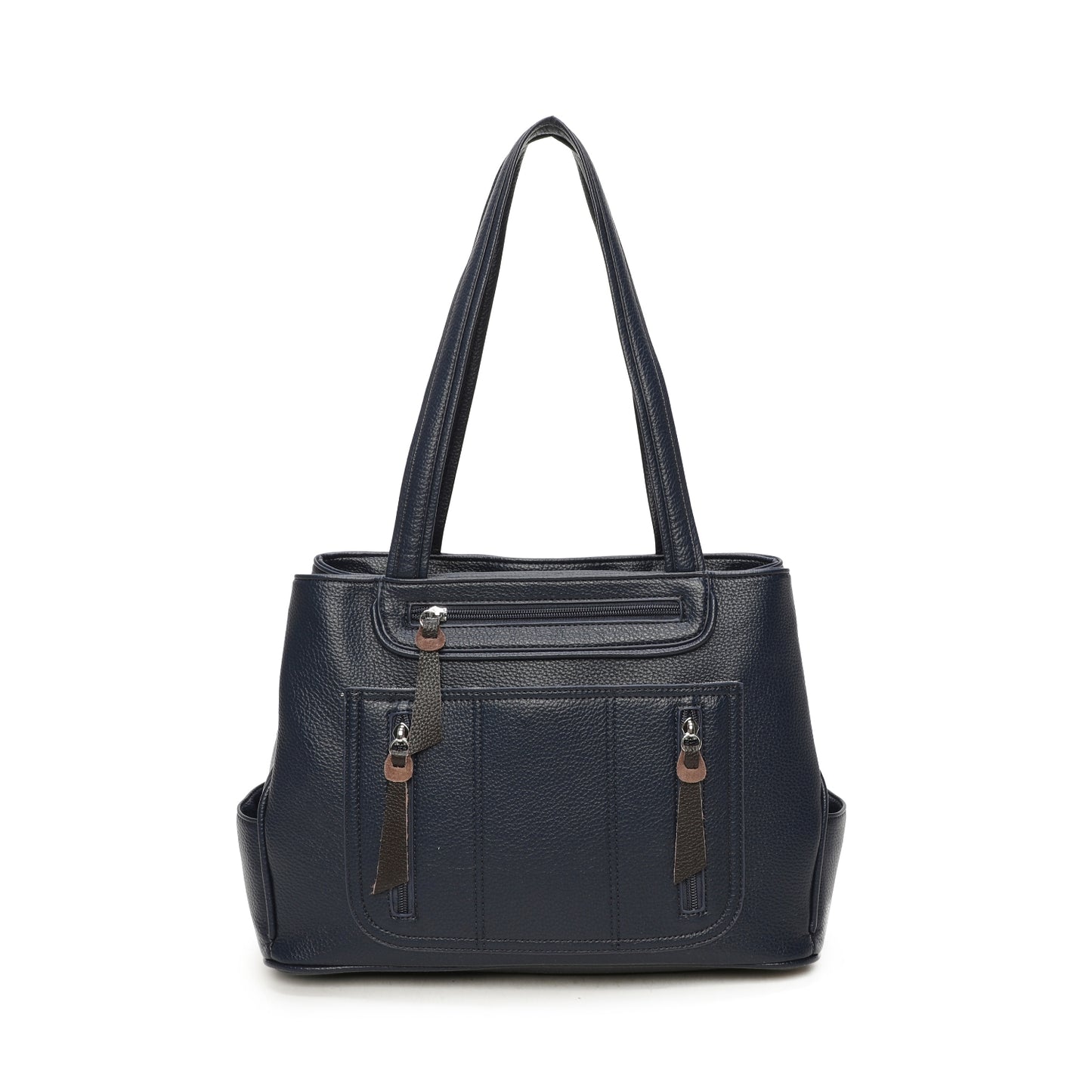 Triple Zipped Top Shoulder Bag
