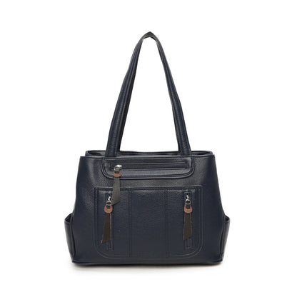 Triple Zipped Top Shoulder Bag