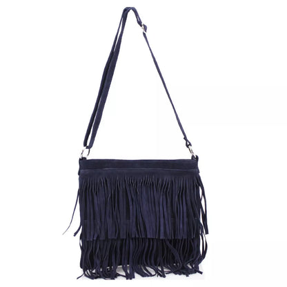 Real Suede Small Soft Leather Tassel Fringed Crossbody Bag
