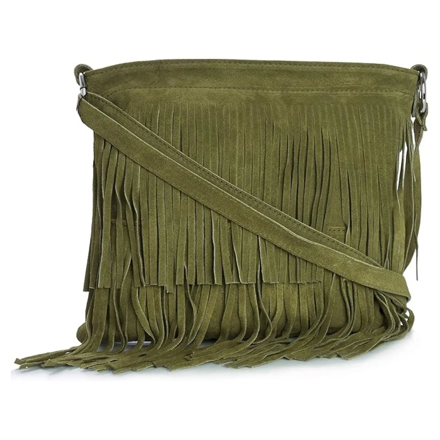 Real Suede Small Soft Leather Tassel Fringed Crossbody Bag