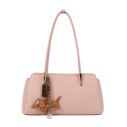 Medium Long Shoulder Handle Handbag with Bag Charm
