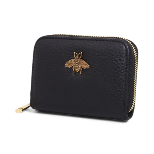 Bee Decoration RFID Credit ID Card Holder With Zip Around