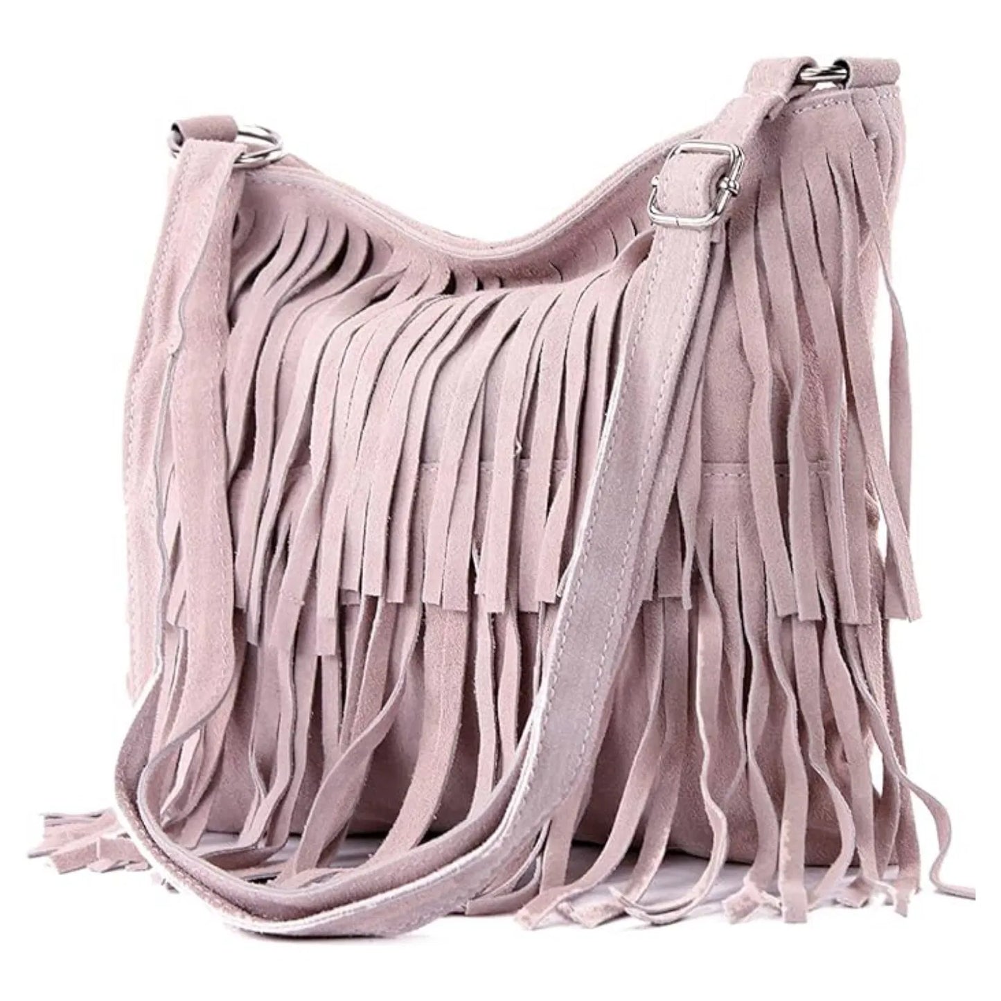 Real Suede Soft Leather Tassel Crossbody Bag