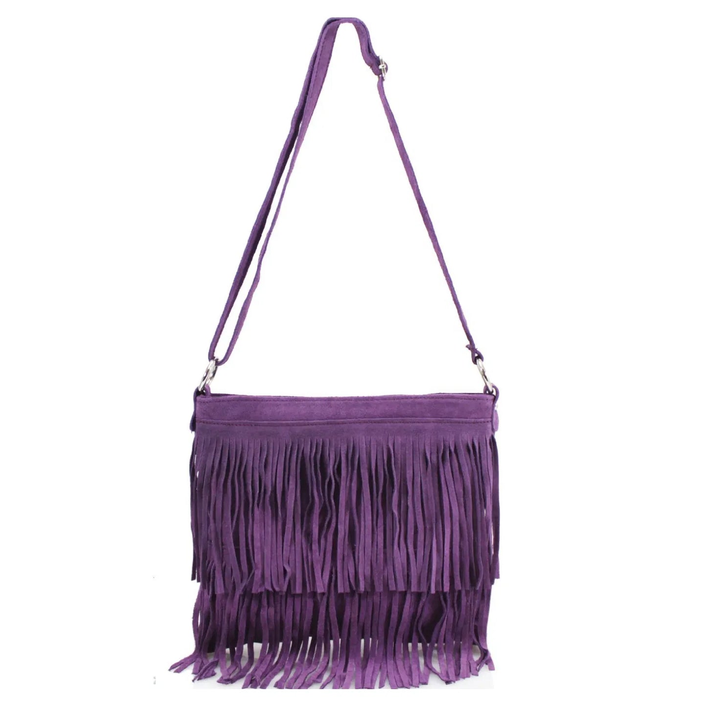 Real Suede Soft Leather Tassel Crossbody Bag