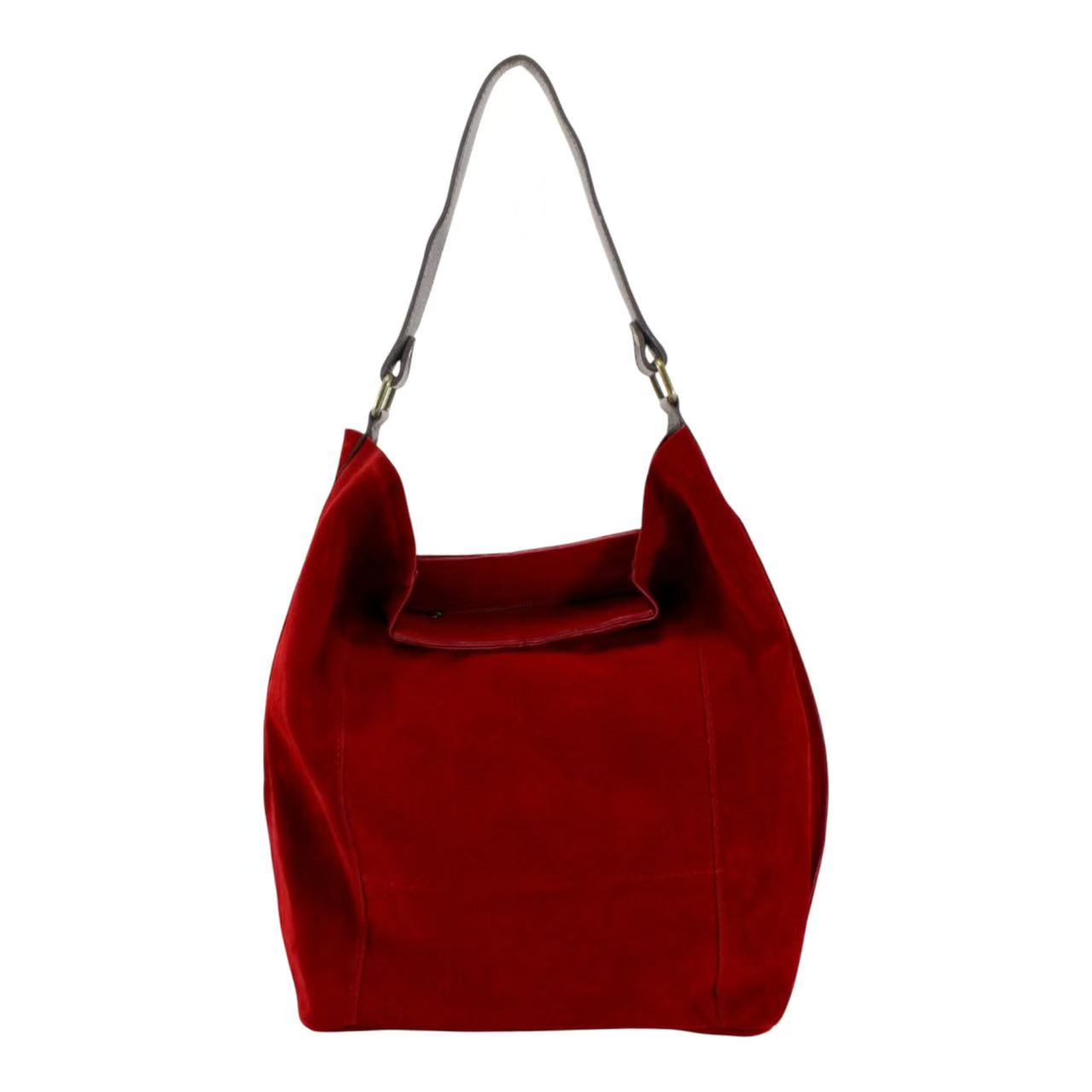 Real Sude Leather Shoulder Handbag