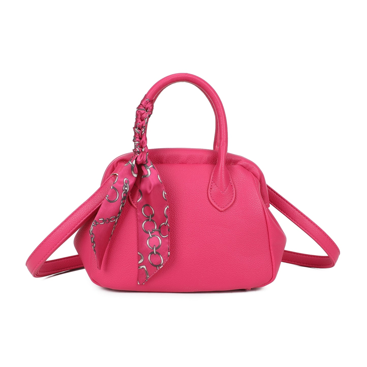 Snap Closure Top Handle Scarf Bag