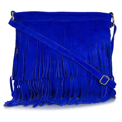 Real Suede Small Soft Leather Tassel Fringed Crossbody Bag